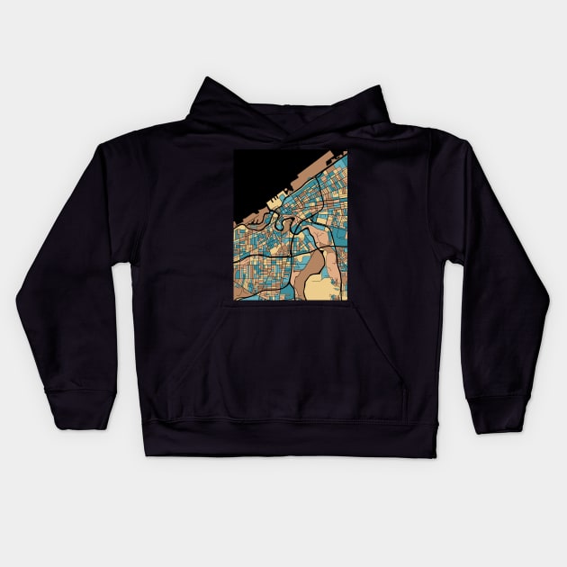 Cleveland Map Pattern in Mid Century Pastel Kids Hoodie by PatternMaps